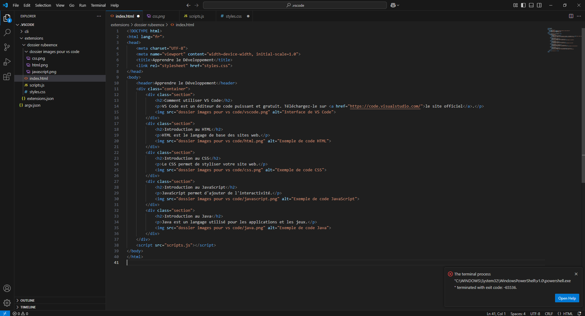 Interface de VS Code